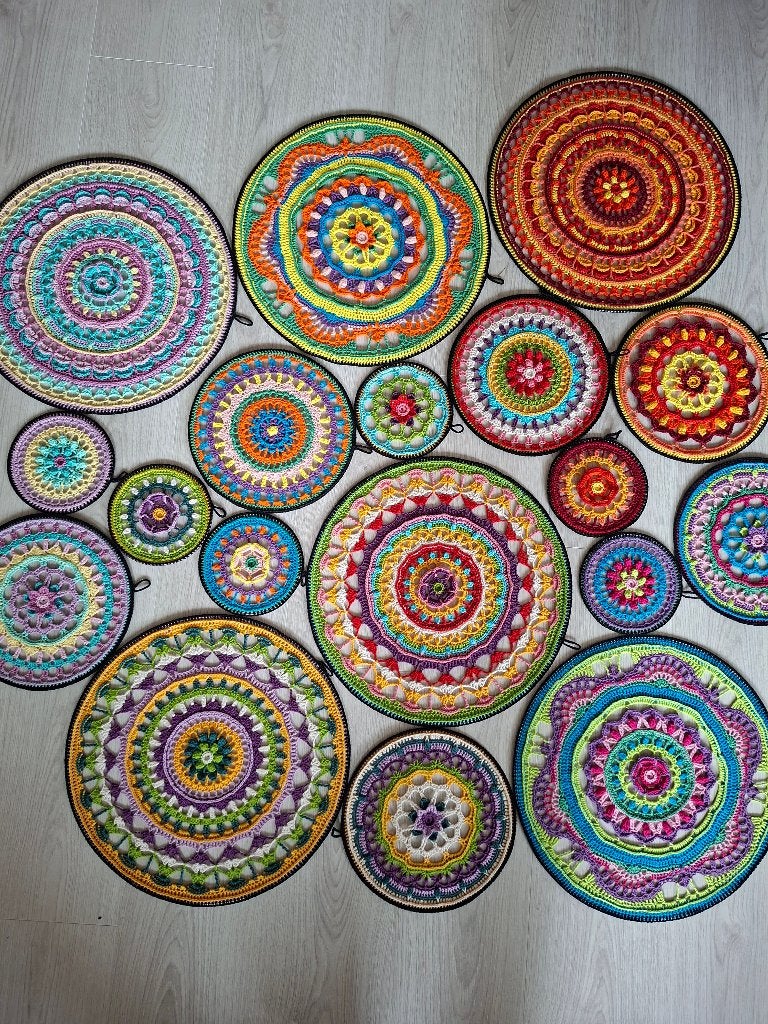 gehaakte mandalaset, 25 cm, Meerkleurig, Textiel, Handgemaakt