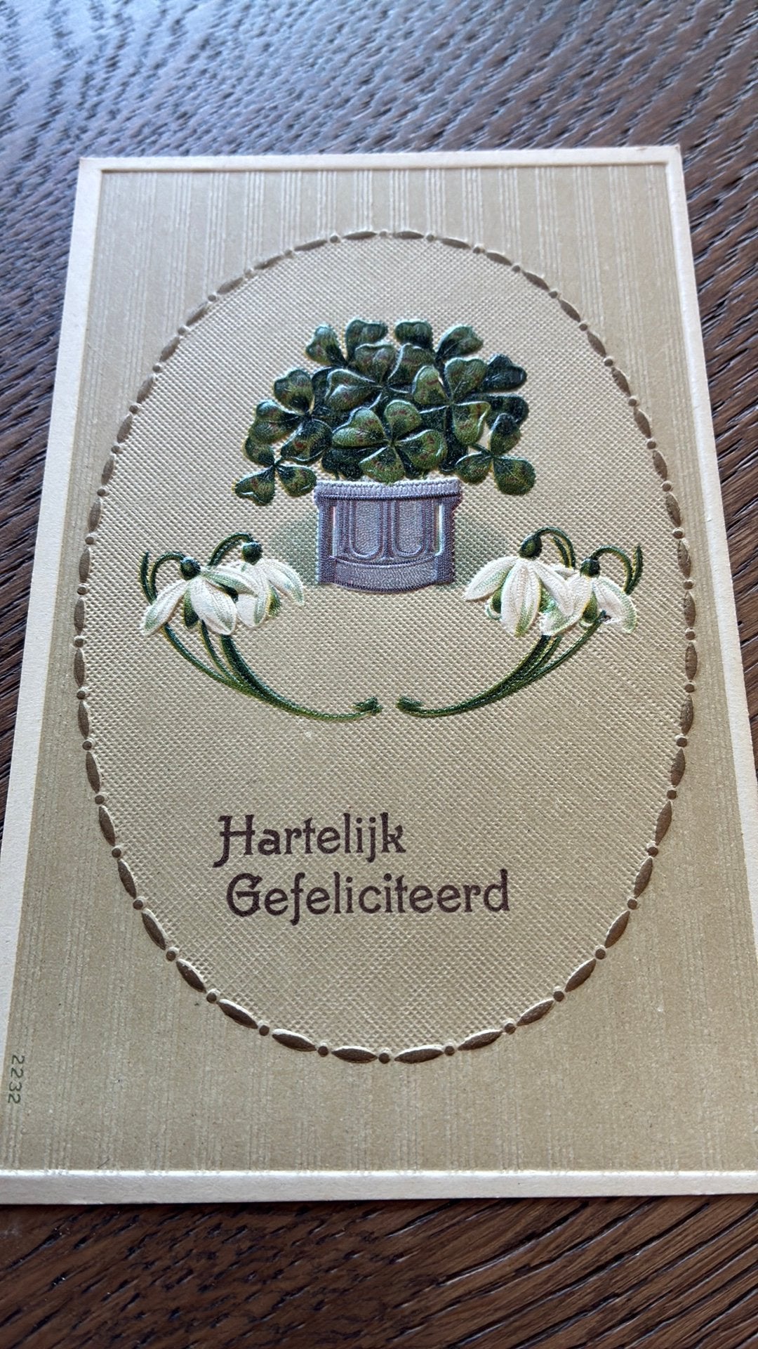 Gefeliciteerd. Mooie reliefkaart, sneeuwklokjes, Verzamelen, Ophalen of Verzenden, Voor 1920, Ongelopen