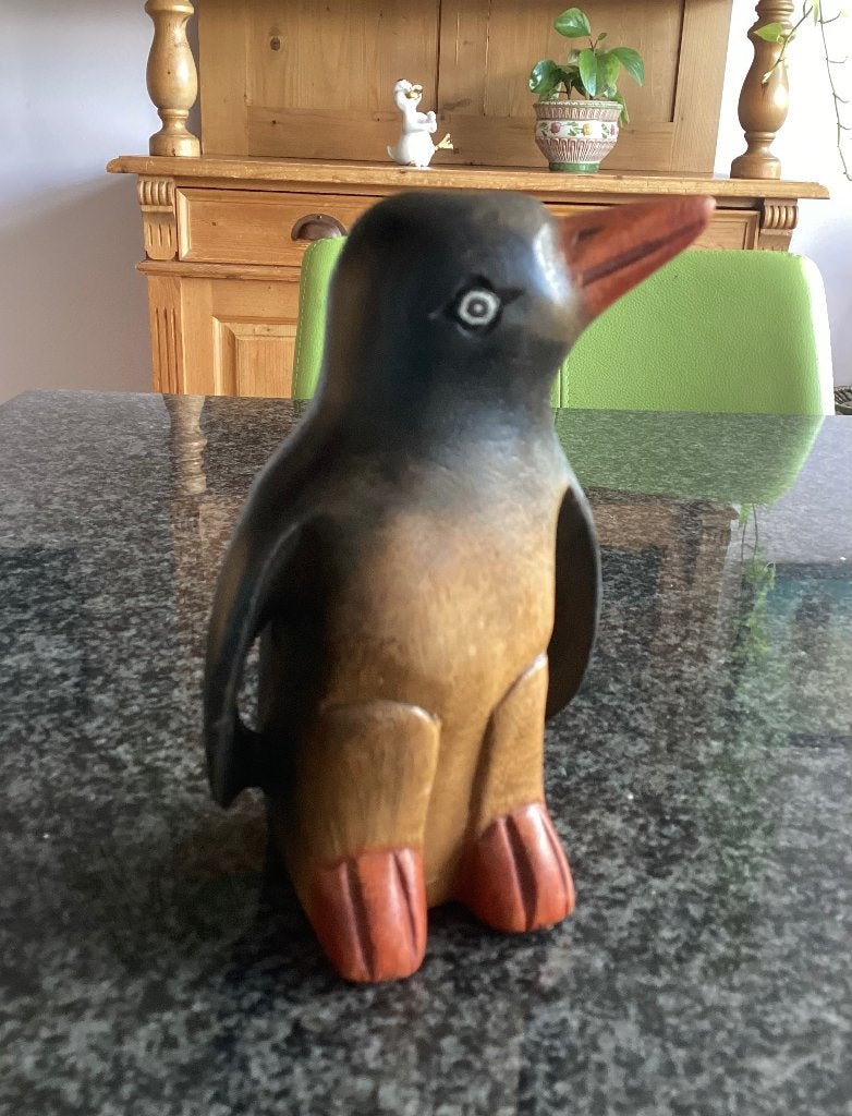 Houtsnijwerk, pinguïn, hout, handgemaakt, vintage, India, Antiek en Kunst, Ophalen, Hout, Beeld, Zeeleven