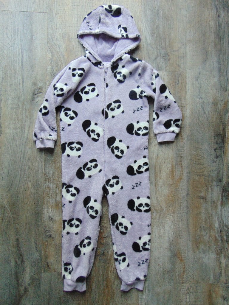 Onesie lila met panda beren maat 116 huispak fleece, Ophalen of Verzenden, Zo goed als nieuw, Meisje, Overige typen