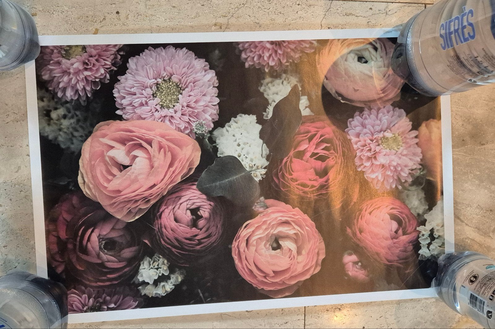 Poster met roze bloemen 42x30 cm, Verzamelen, Rechthoekig Liggend, Nieuw, Ophalen of Verzenden, A1 t/m A3