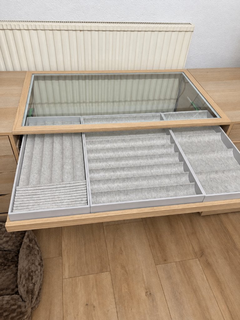 IKEA KOMPLEMENT 100x58 | glasplaat, lade en 3 inzetten, Huis en Inrichting, Ophalen, 50 tot 100 cm, Zo goed als nieuw, Met lade(s)