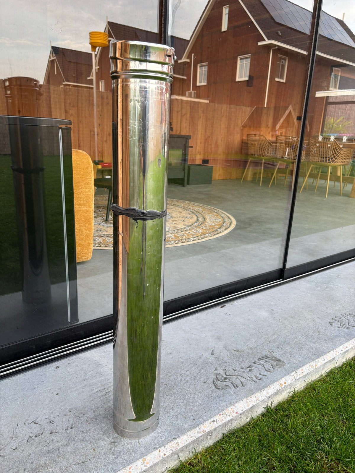 RVS dubbelwandige kachelpijp 100 cm, Overige typen, Minder dan 60 cm, Ophalen of Verzenden, Zo goed als nieuw