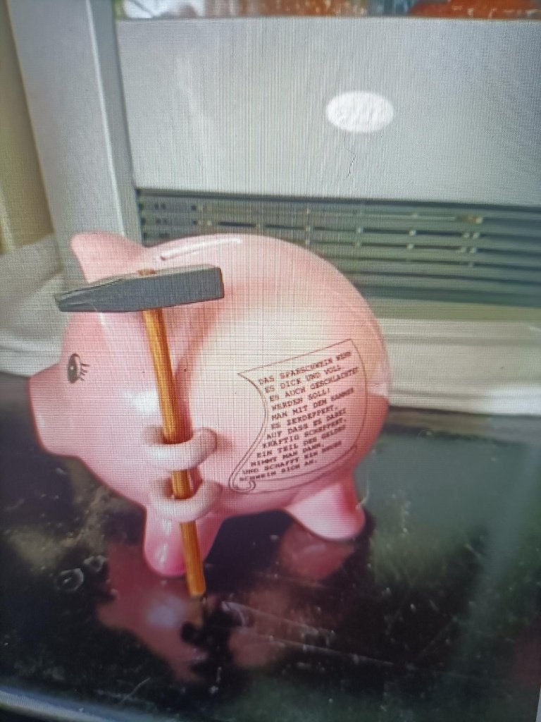 spaarvarken met hamer, Ophalen, Nieuw, Steen, Aardewerk of Keramiek, Dier