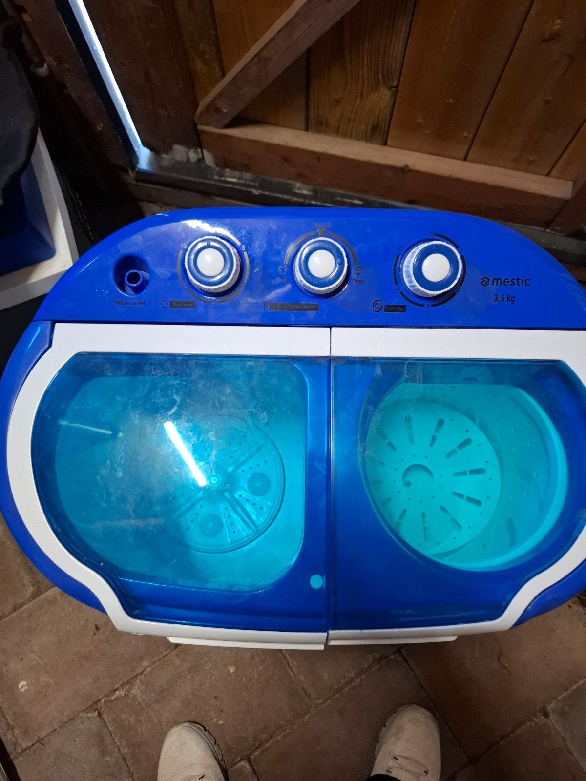 Mestic Mini Wasmachine 3,5 kg blauw/witCompact en Handig, Minder dan 85 cm, Minder dan 4 kg, Bovenlader, Ophalen of Verzenden