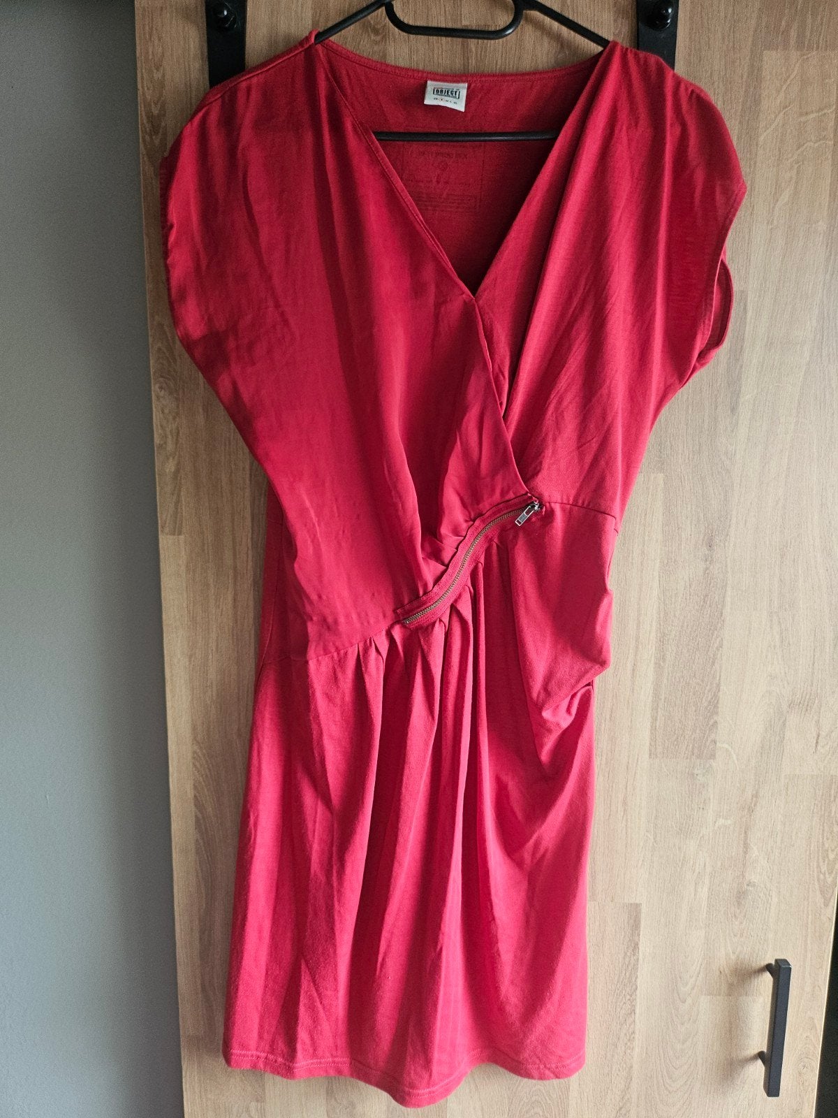 Rode jurk met overslag en rits - Object Collectors Item, Object, Ophalen of Verzenden, Zo goed als nieuw, Maat 36 (S)