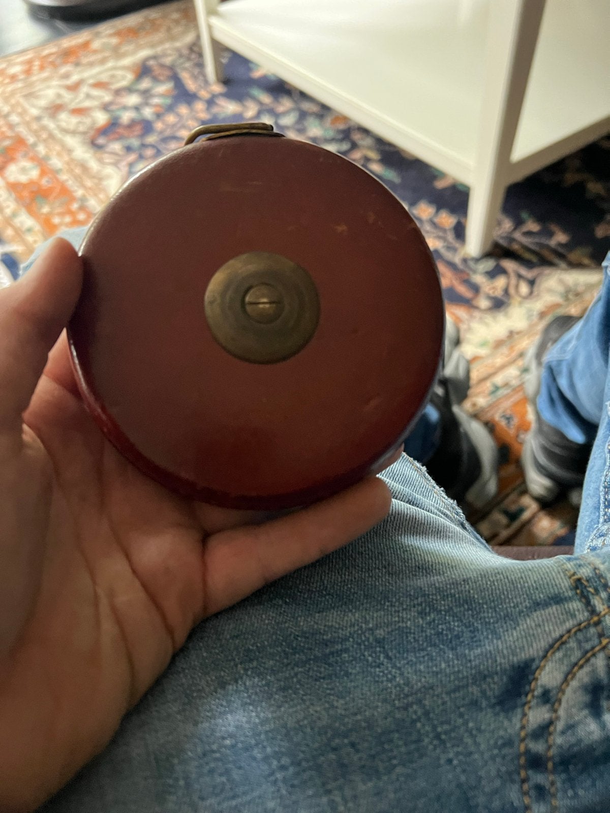 Antieke meetlint in leren behuizing, Ophalen of Verzenden