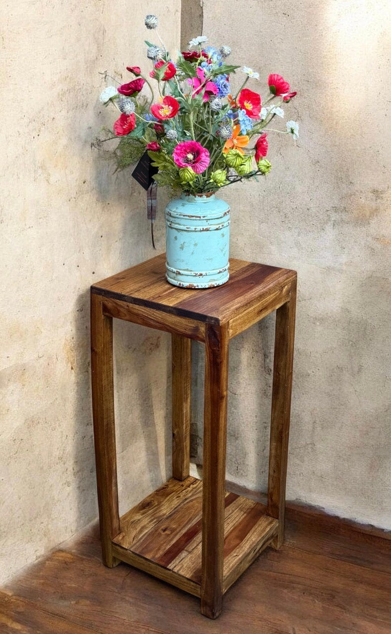Handgemaakte plantentafel / bijzettafeltje /ongeschaafd hout, Ophalen of Verzenden, Rechthoekig, Minder dan 55 cm