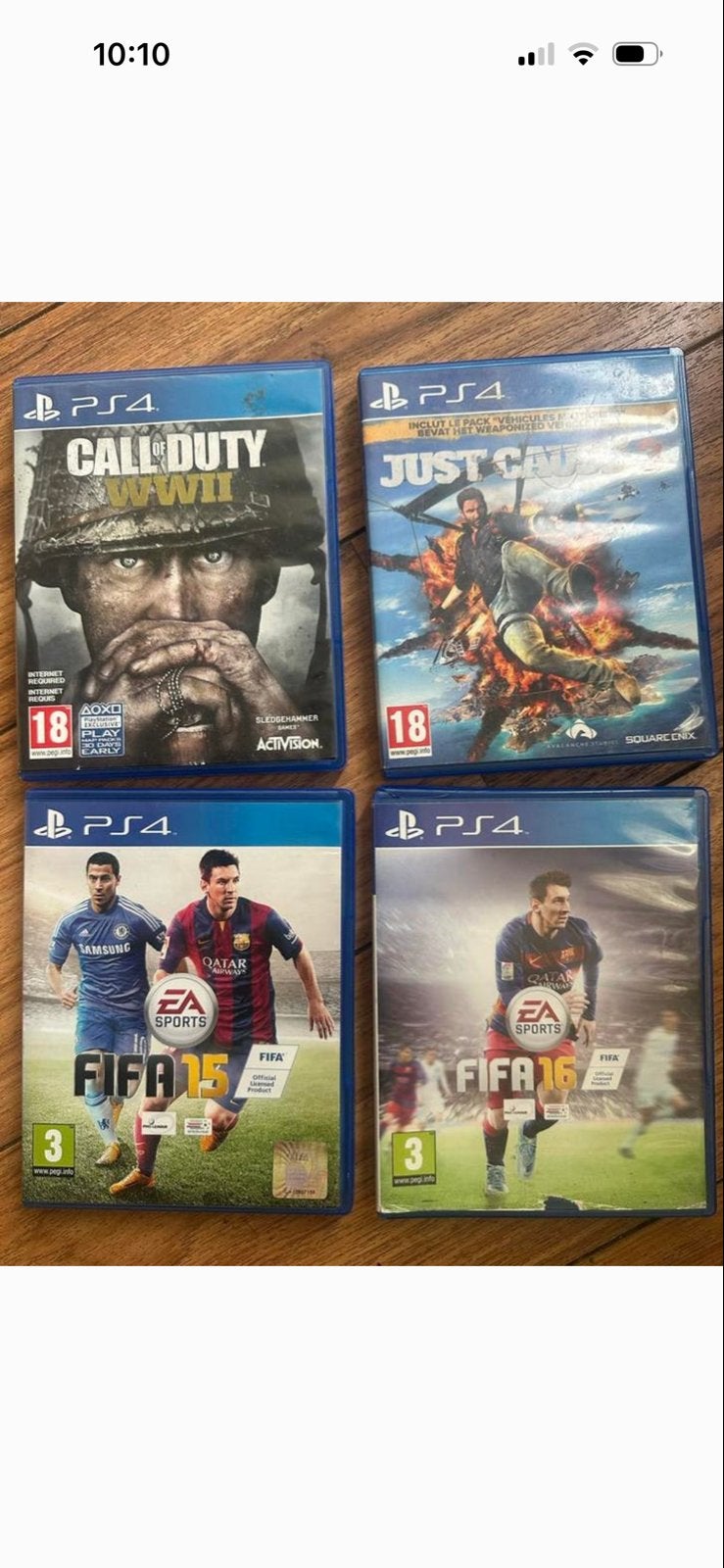 PS4 Spellen: Call of Duty WWII, Just Cause 3, FIFA 15, FIFA, Ophalen of Verzenden, Gebruikt, Shooter, Vanaf 18 jaar