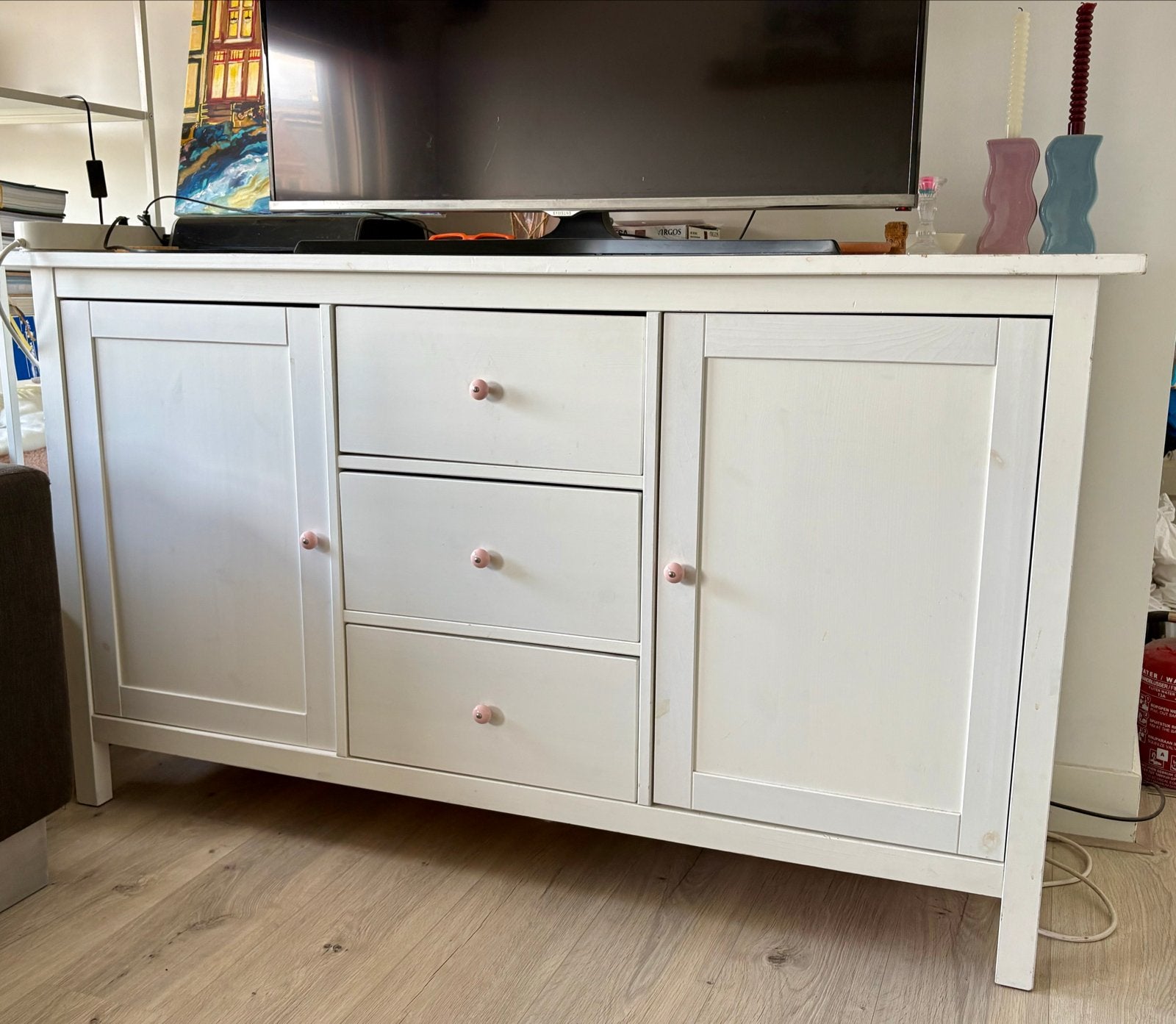 Witte dressoir met lades en deuren - Gebruikt, Ophalen, Gebruikt, 150 tot 200 cm, Met lade(s)