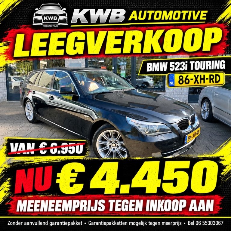 BMW 5 Serie Touring 523i Executive LCI | Xenon | Bruin | lee, Dealer onderhouden, Blauw, Origineel Nederlands, 93 €/maand