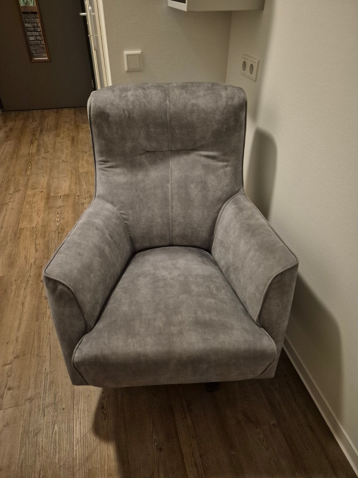 Henders & Hazel draai stoel grijs velours, Ophalen, Minder dan 75 cm, Zo goed als nieuw, 75 tot 100 cm