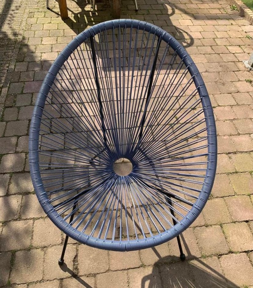 Lounge stoel blauw, Tuin en Terras, Ophalen, Gebruikt, Kunststof