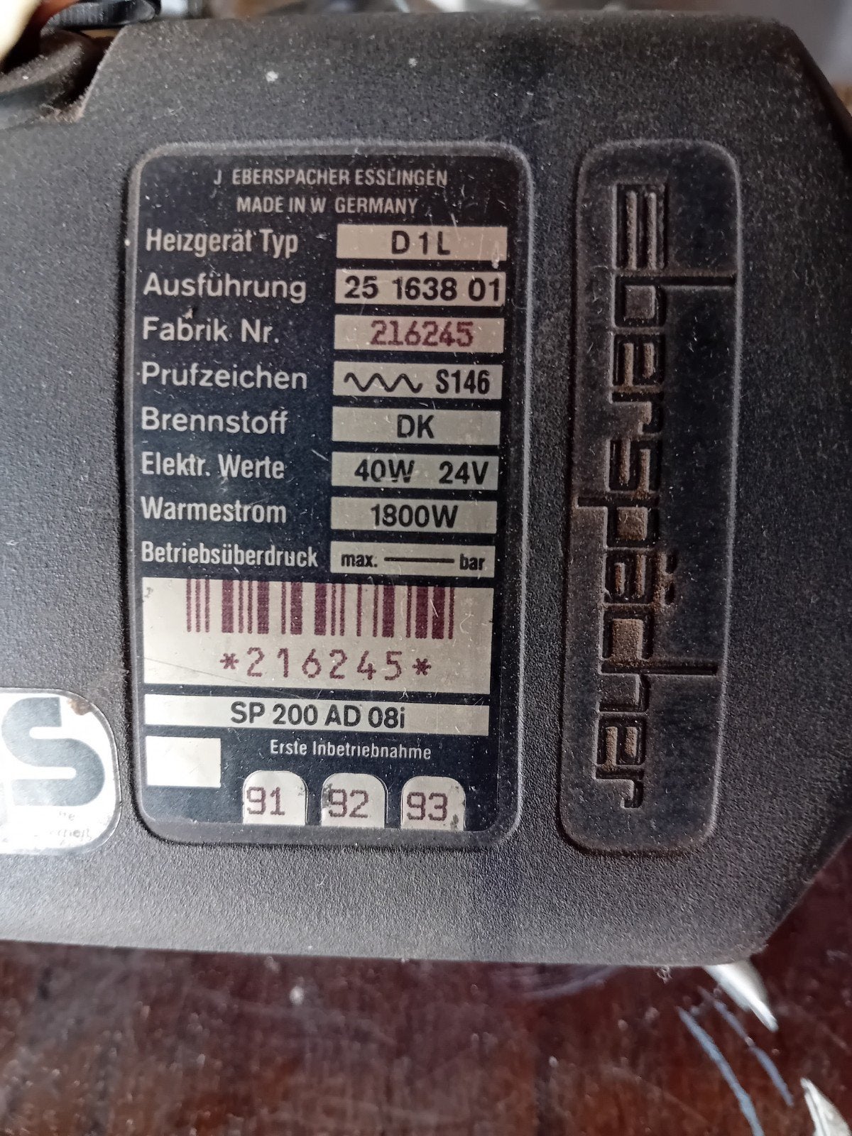 Eberspächer D1L dieselkachel 24V - Goede staat, Ophalen of Verzenden, Gebruikt, 800 watt of meer, Kachel