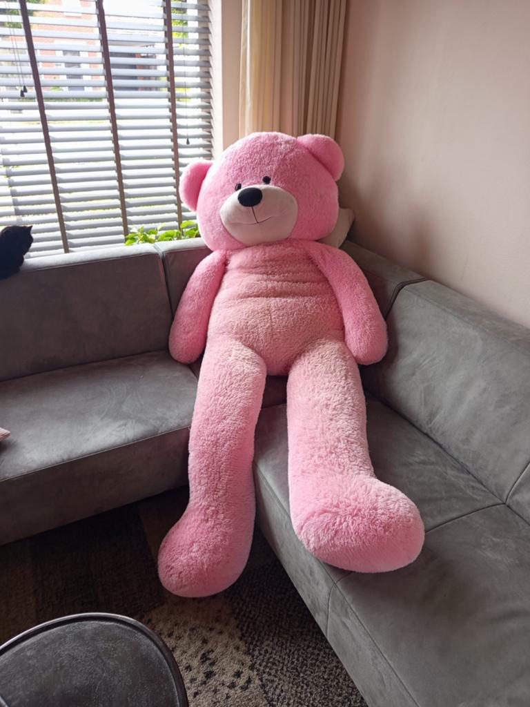 Roze teddybeer 2m groot, Ophalen, Zo goed als nieuw, Beer, Groot (groter dan 80 cm)