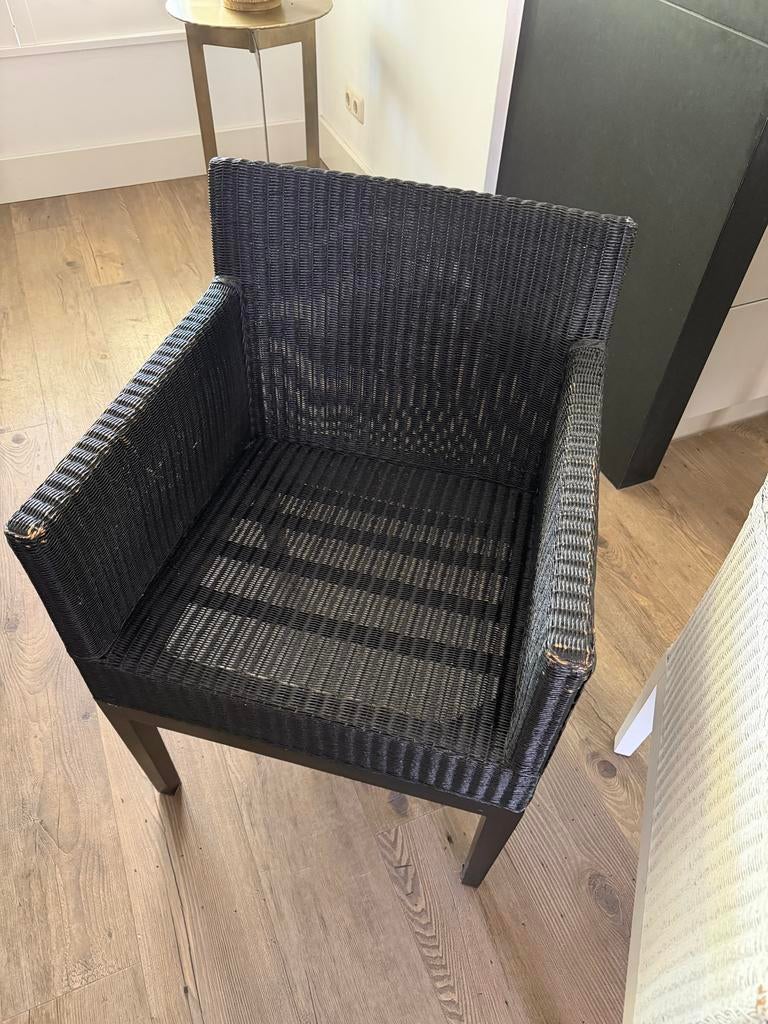 Jan des Bouvrie rotan stoelen. Set van 6; 4 zwart en 2 wit, Ophalen, Gebruikt, Wit, Riet of Rotan