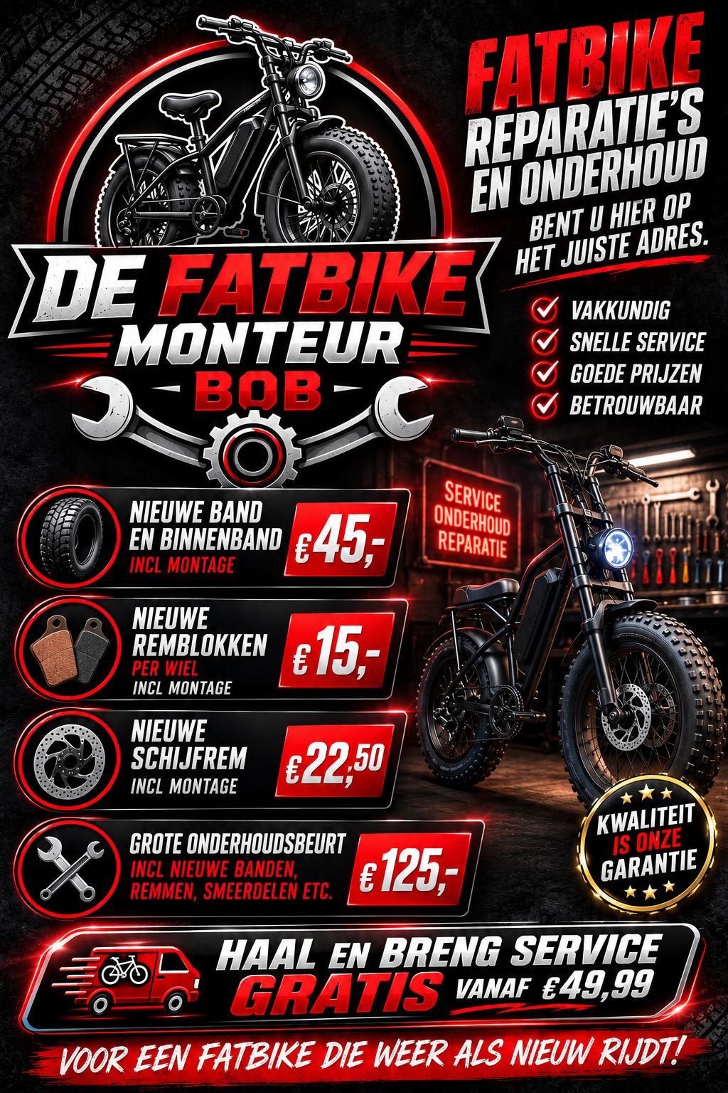 De Fatbike Monteur reparatie onderhoud en service, Fietsen en Brommers, Elektrische fietsen, Ophalen
