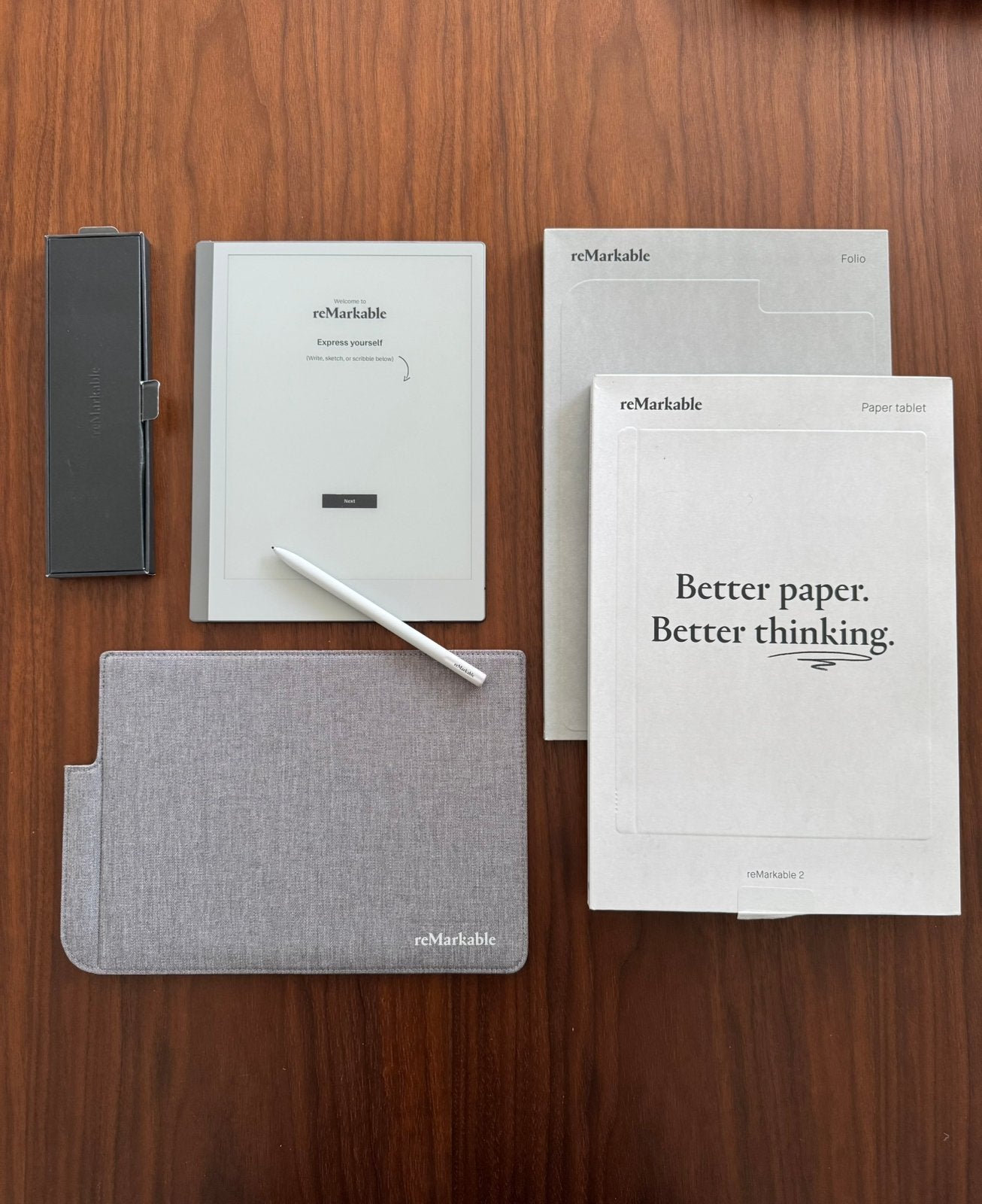 reMarkable 2 + originele Marker + Book Folio (grijs) – Zgan, Ophalen of Verzenden, Multi-touch, Zo goed als nieuw, Draadloos