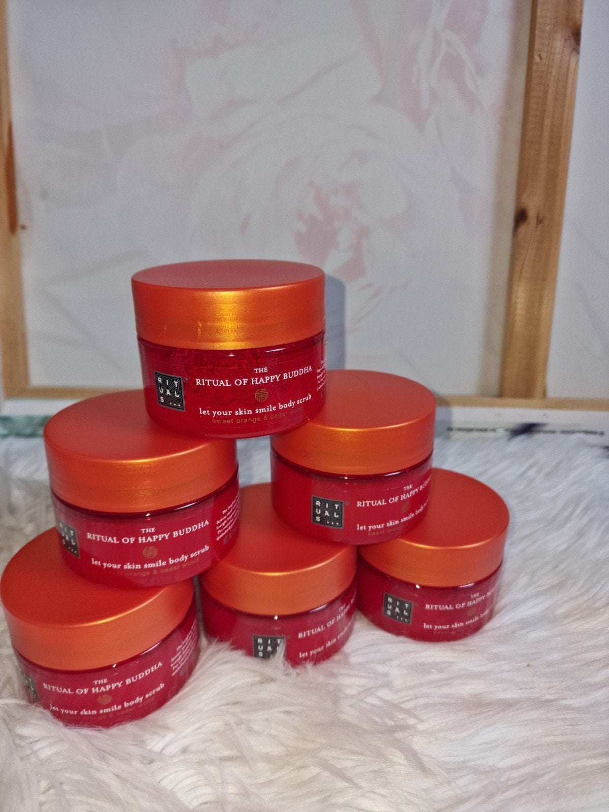 6x 125 gram Rituals Happy Buddha Body Scrub Lichaamsscrub, Ophalen of Verzenden, Nieuw, Bad & Douche