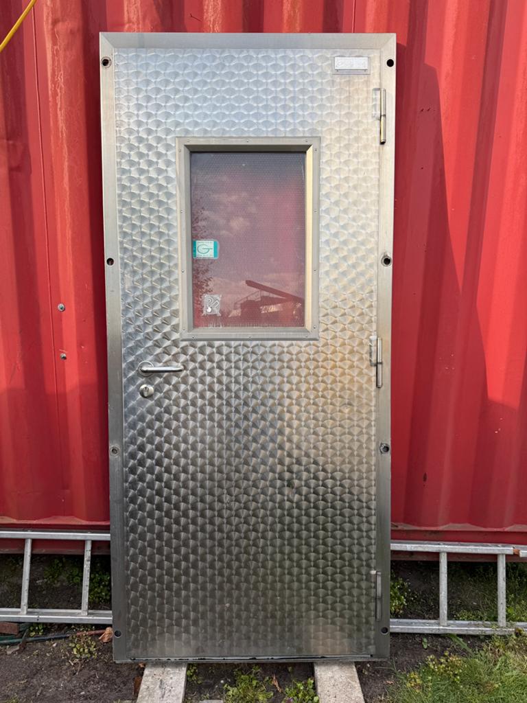 RVS koelcel deur Geerlofs linksdraaiend, Doe-het-zelf en Verbouw, Ophalen, Gebruikt, 80 tot 100 cm, Binnendeur