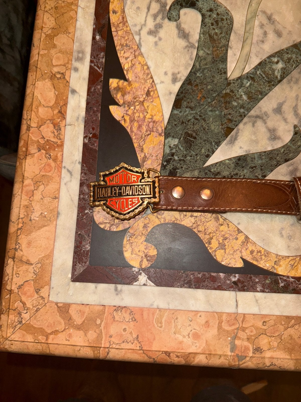 Harley-Davidson Leren Riem met Iconische Gesp, Bruin, Echt leder, Riem of Ceintuur, Gedragen