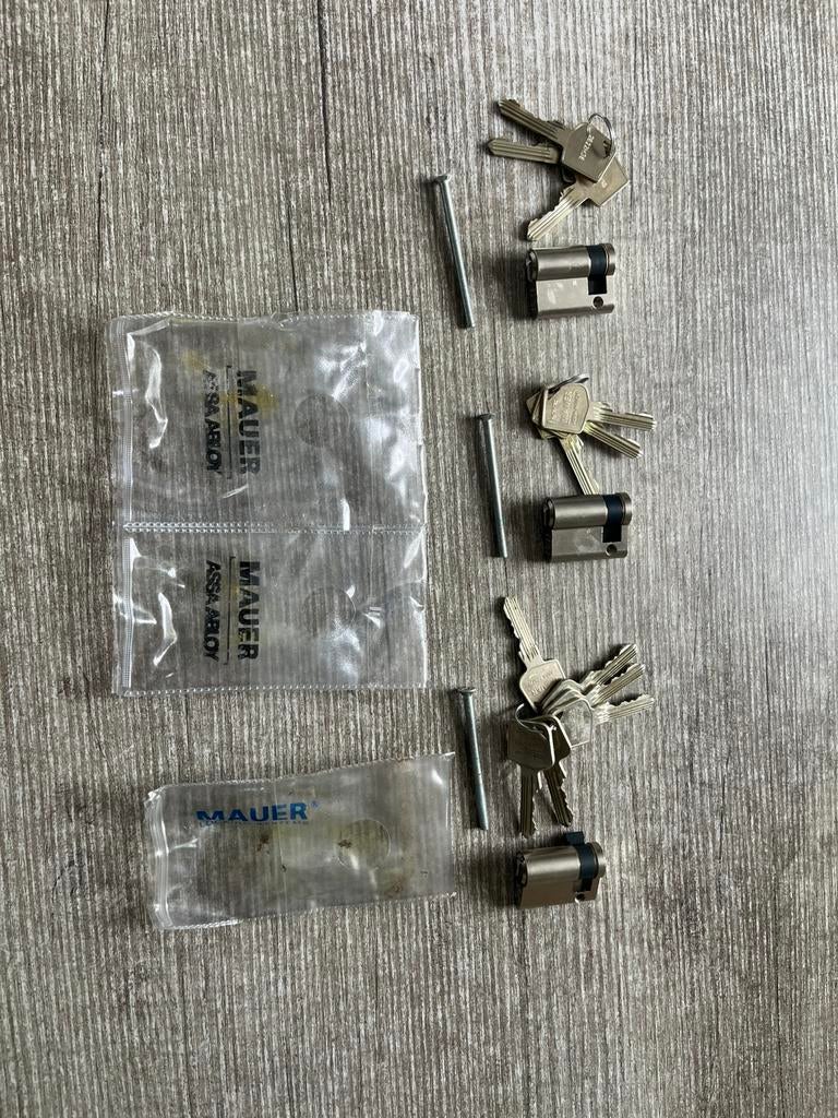 3x Mauer halve clinderslot SKG** 40mm, Doe-het-zelf en Verbouw, Deuren en Horren, Ophalen of Verzenden, Zo goed als nieuw, Buitendeur