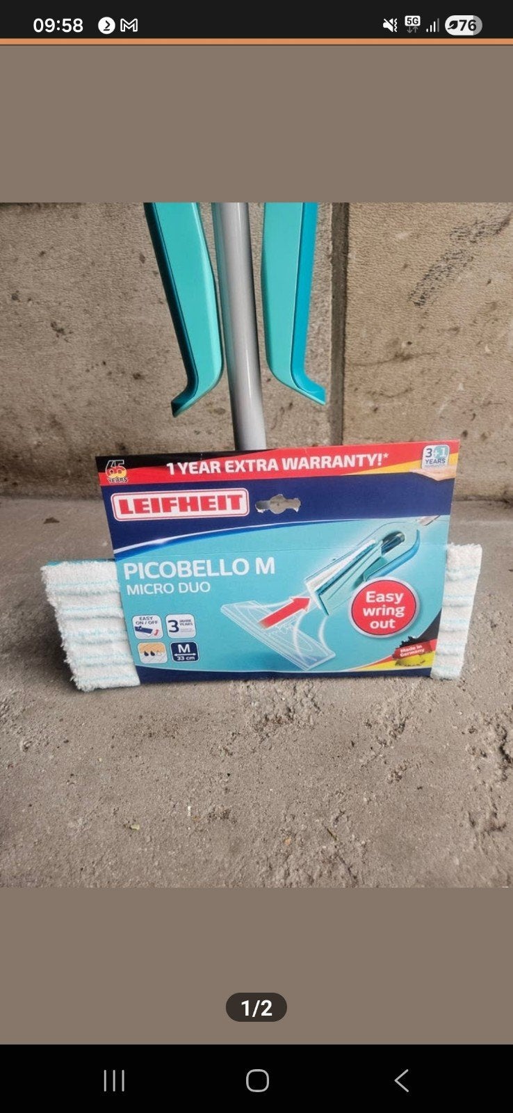 Nieuwe Leifheit Picobello M Micro Duo Dweil met Steel, Ophalen, Mop of Dweil