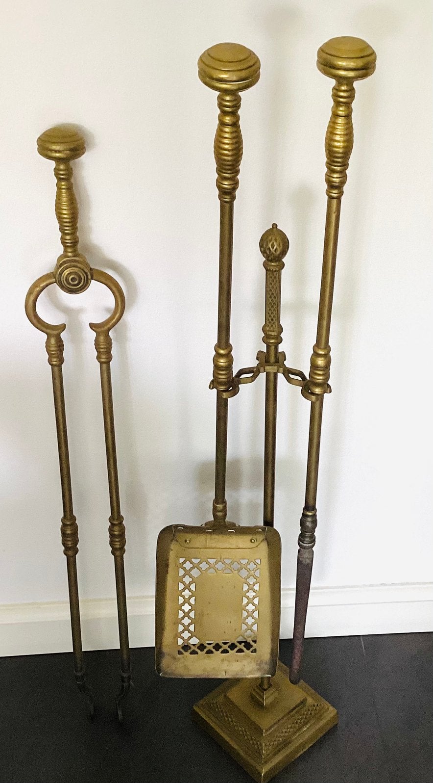 Mooi Antiek messing,geel koperen open haard stel ,haardstel, Ophalen, Koper