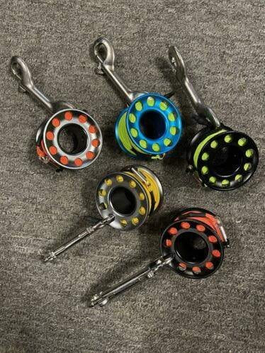 Vinger spoel reel aluminium 15 meter met rvs double ender, https://www.kanoenduiksport.nl/contact/contact/, Overige typen, Nieuw