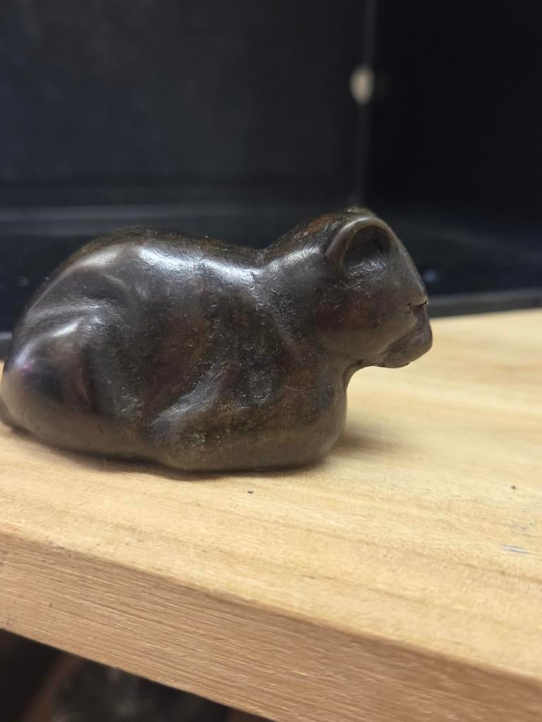 Vintage Bronzen Kat Beeldje - Decoratief en Uniek, Ophalen of Verzenden