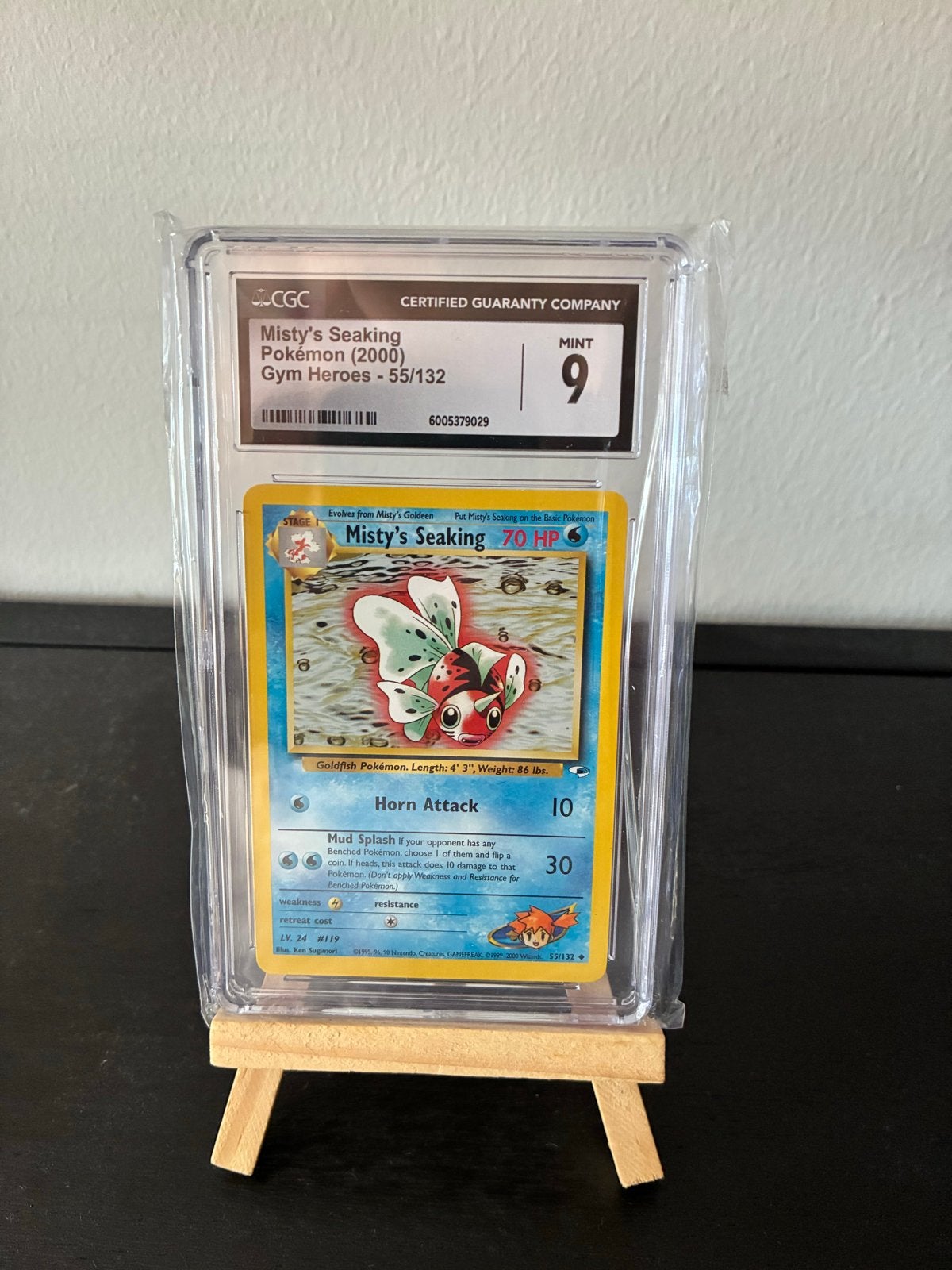 Misty's Seaking Pokémon (2000) Gym Heroes - CGC 9 Mint, Ophalen of Verzenden, Zo goed als nieuw, Losse kaart