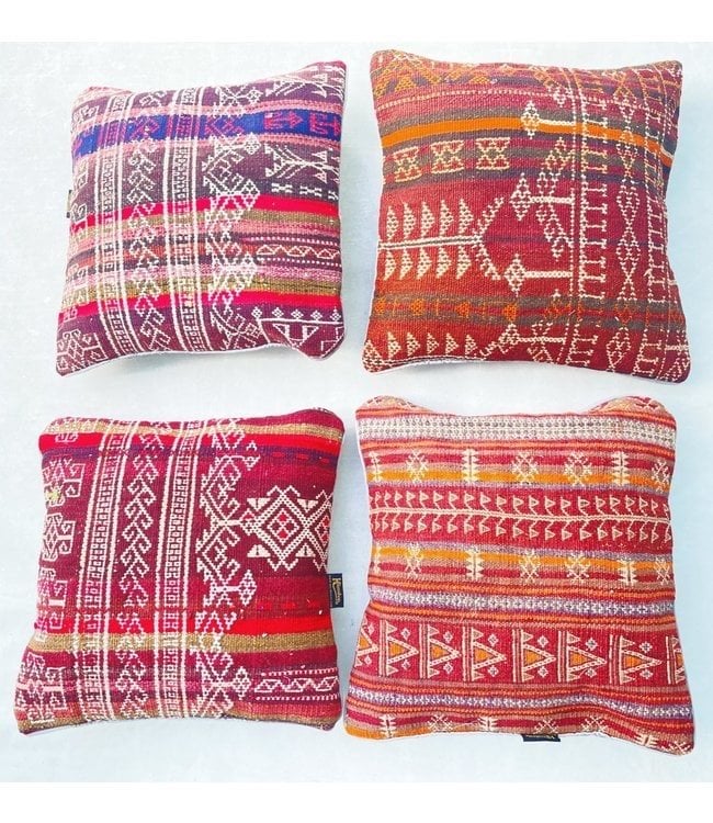 4x Sumak kelim kussens ca. 45x45 cm met vulling, Meerkleurig, Vierkant, Nieuw, Ophalen of Verzenden