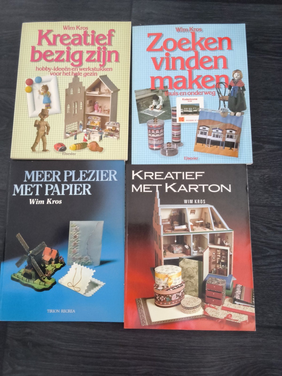 4 boeken van Wim Kros: Knutselen met papier en karton, Gelezen, Ophalen of Verzenden, Scrapbooking en Knutselen, Wim Kros