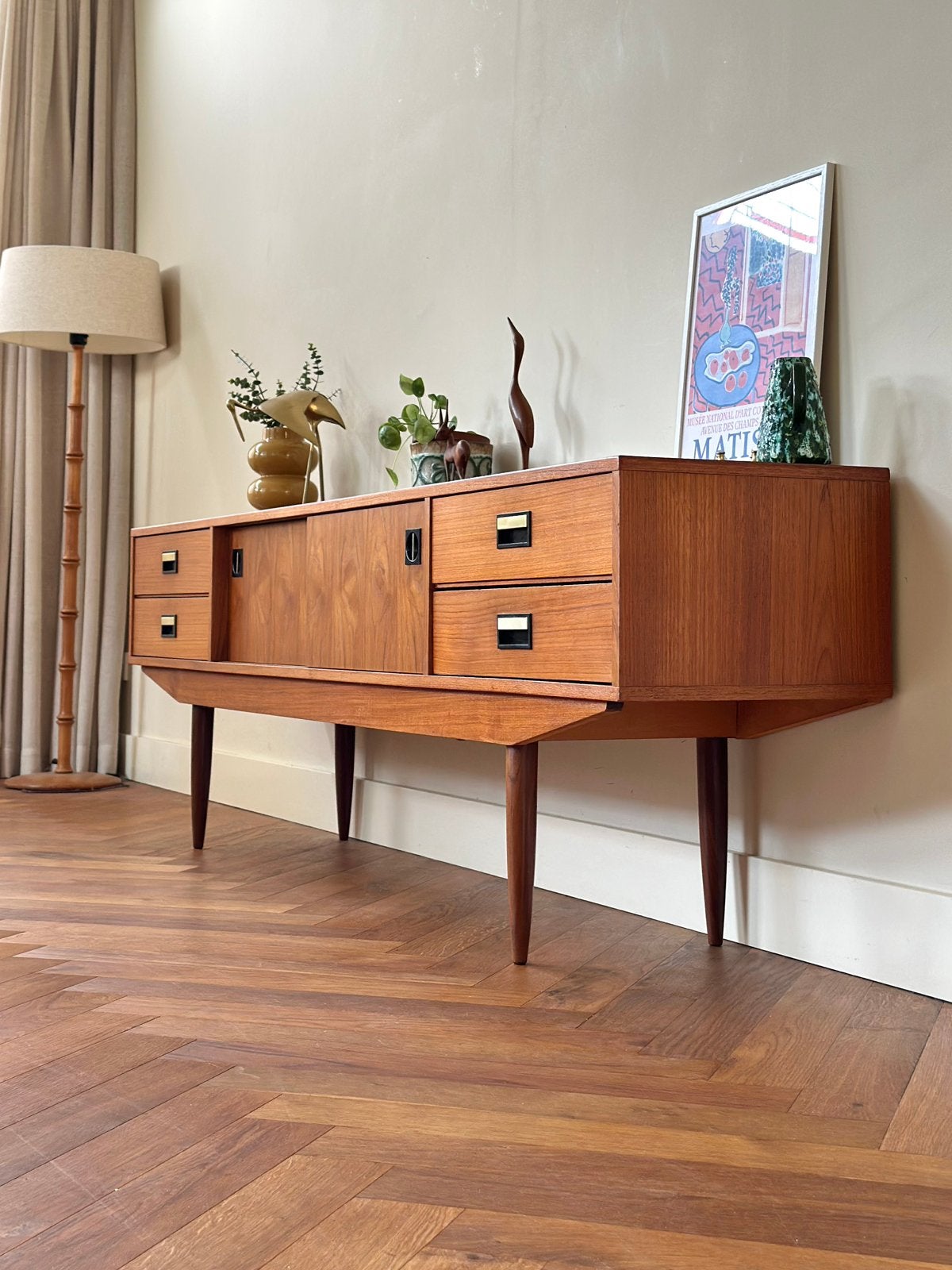 Vintage dressoir lowboard teak hout jaren 50/60/70