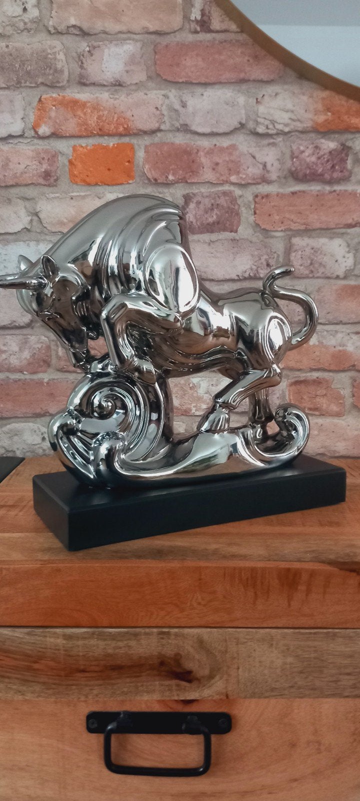Grote 30cm Zilverkleurig Stier Beeld♥️SALE VERKOOP♥️, Ophalen of Verzenden, Nieuw, Dier