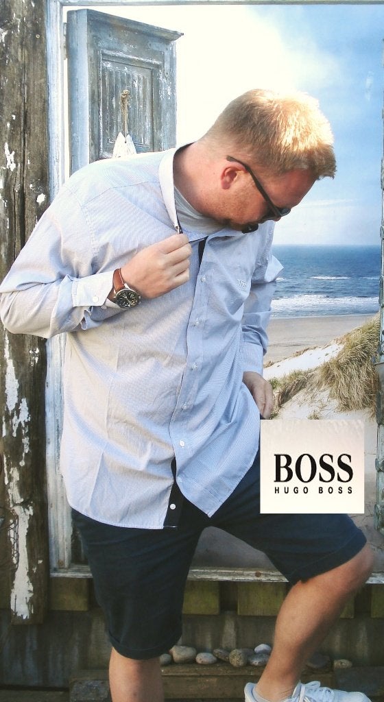 BOSS HUGO BOSS 🧐overhemd met fijne streep mt 2XL, Verzenden, Zo goed als nieuw, Overige halswijdtes, Grijs
