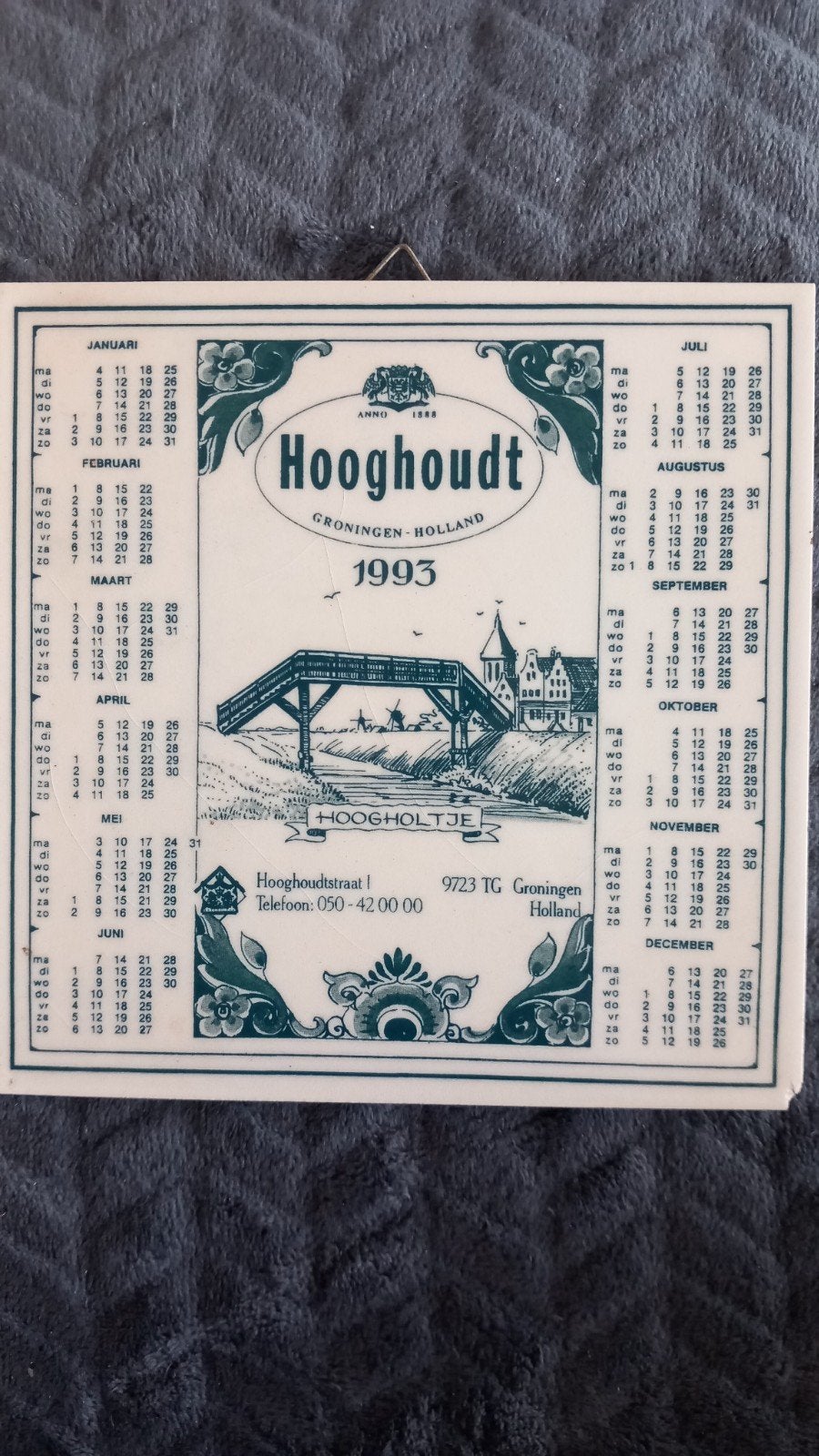 Vintage Hooghoudt Plateelbakkerij Kalender '93 Jenever, Ophalen of Verzenden, Gebruikt, Overige typen