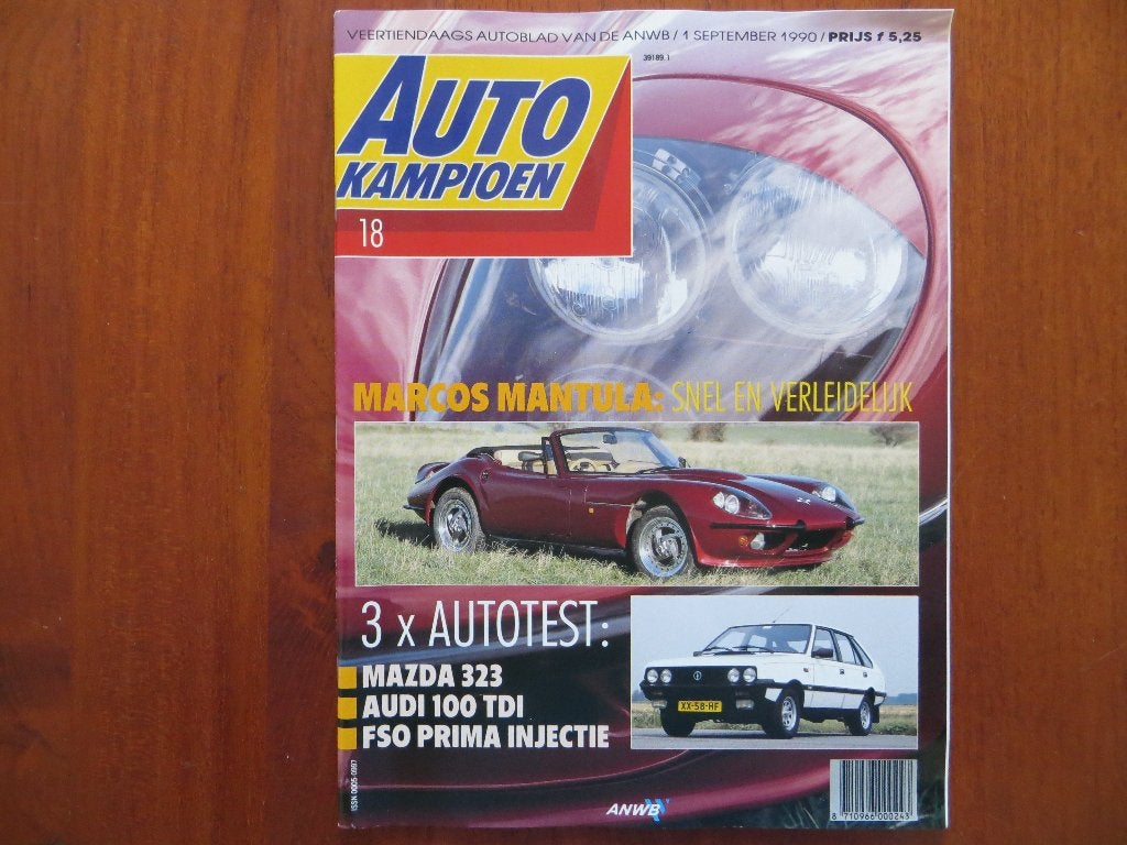 Autokampioen 18 1990 Marcos Mantula, Mazda 323 aut. sedan, Ophalen of Verzenden, Nieuw, Mazda