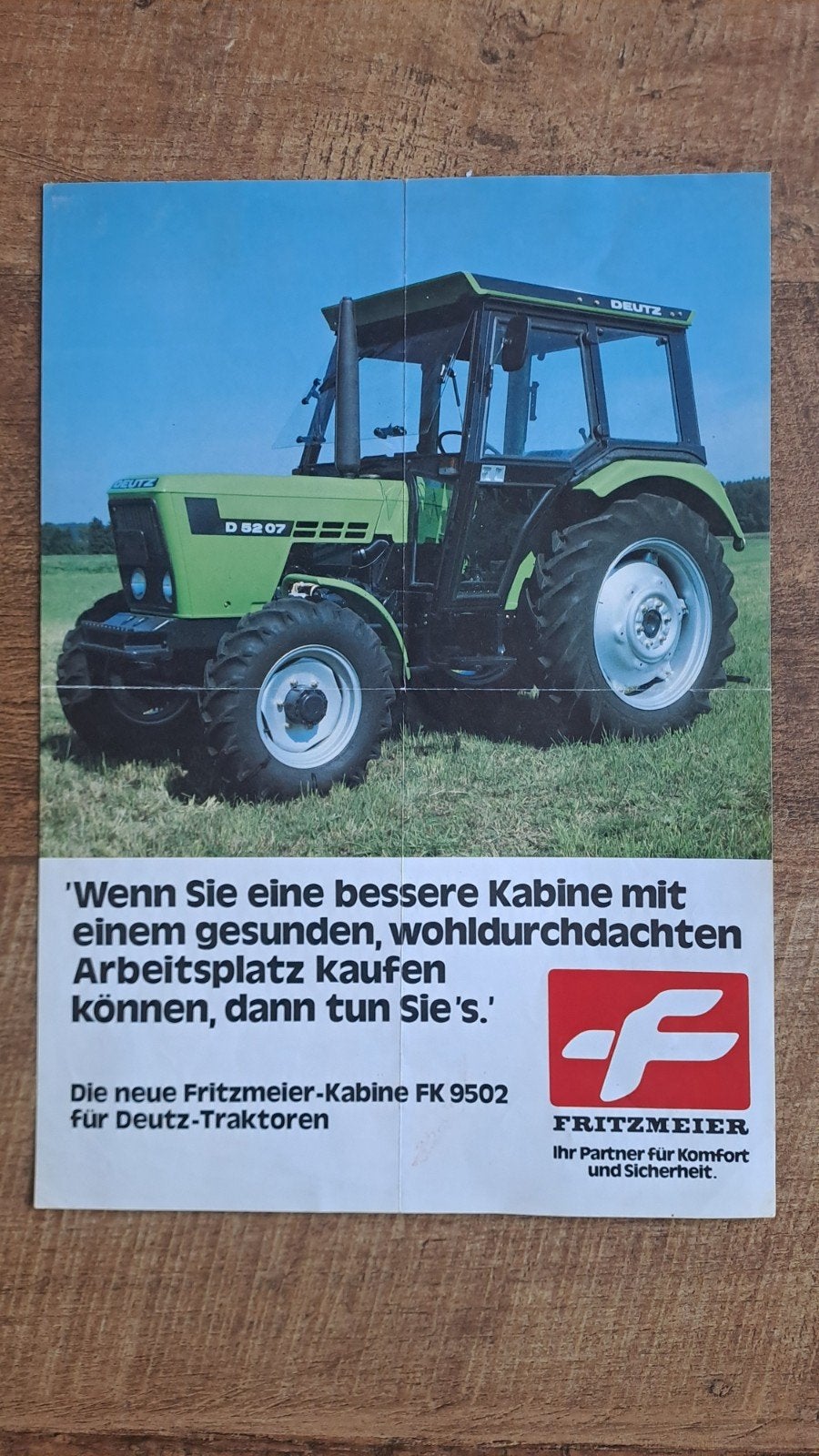 folder FRITZMEIER  kabine FK 9502  voor DEUTZ trekkers, Ophalen of Verzenden, Zo goed als nieuw, Folder