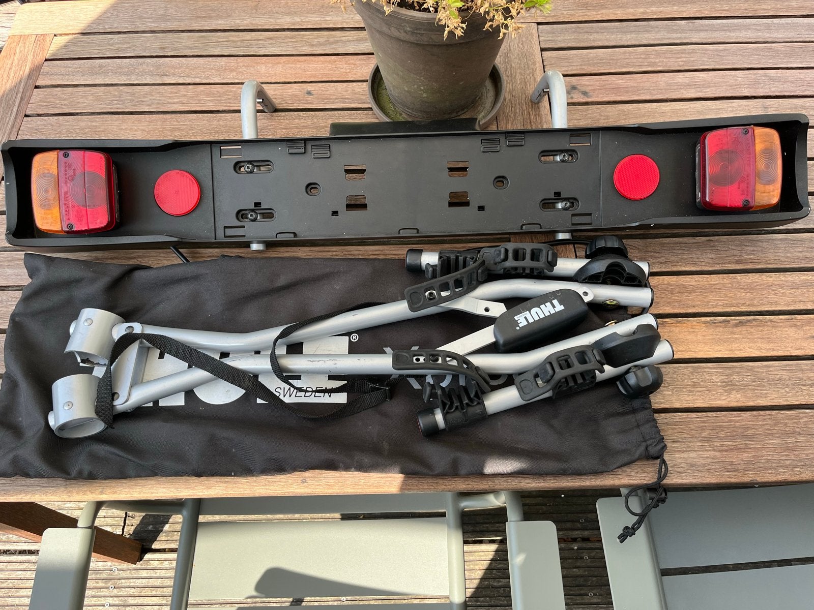 Thule Xpress 970 Fietsendrager voor 2 fietsen mét lichtbalk!, Ophalen, 2 fietsen, Gebruikt, Trekhaakdrager