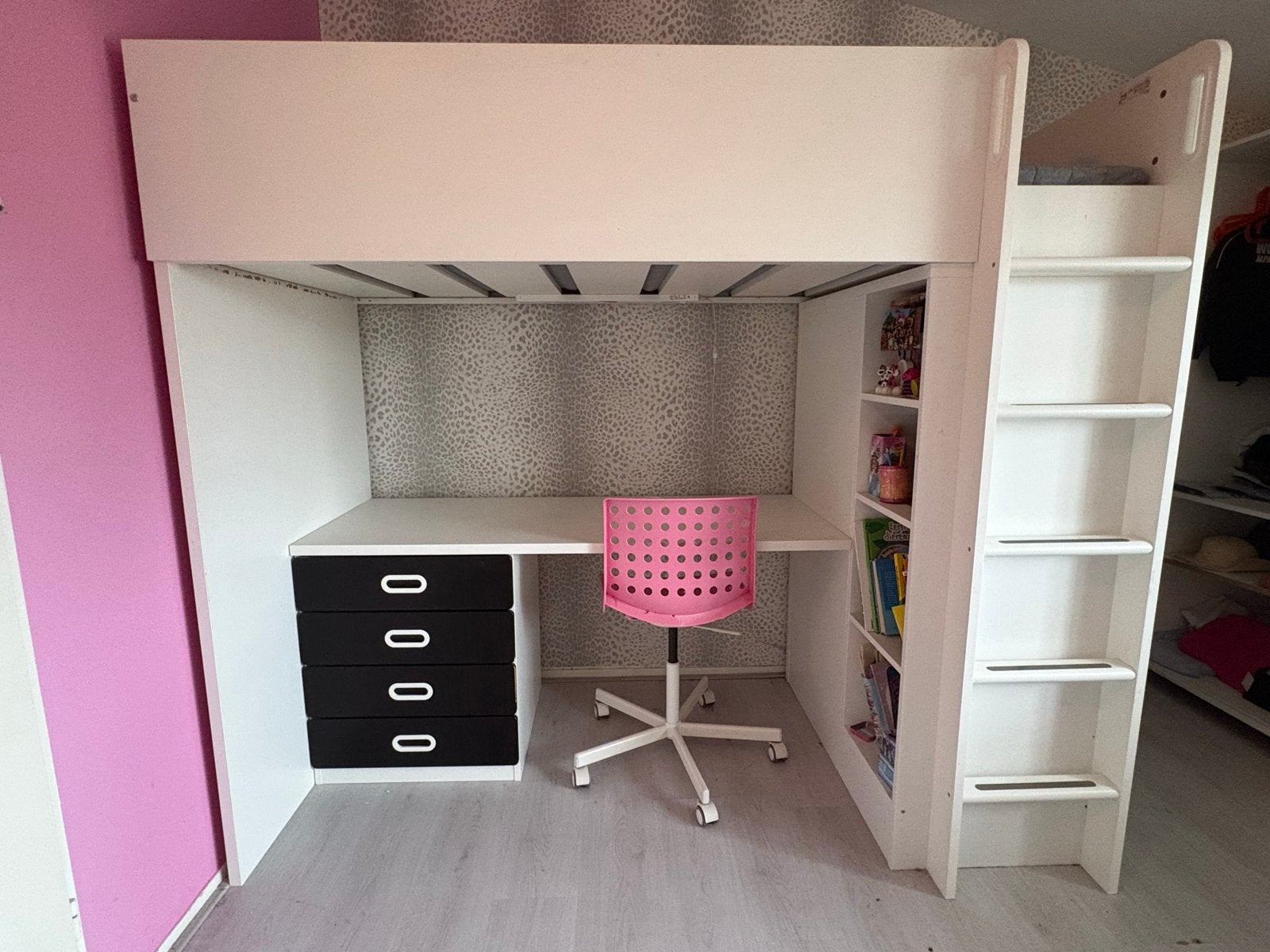 IKEA SMÅSTAD Hoogslaper met bureau en opbergruimte, Ophalen, Gebruikt, Eenpersoons, 200 cm