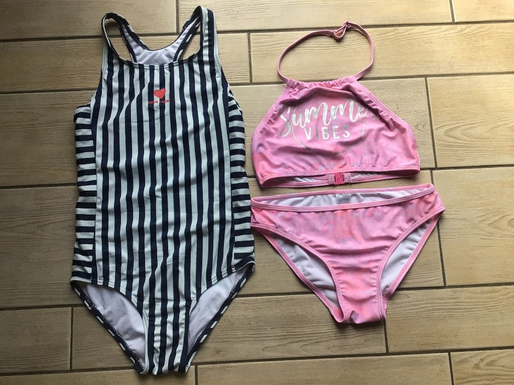 Zwemkleding meisjes: badpak en bikini (maat 146-152), Gebruikt, Meisje, Badpak, Ophalen of Verzenden
