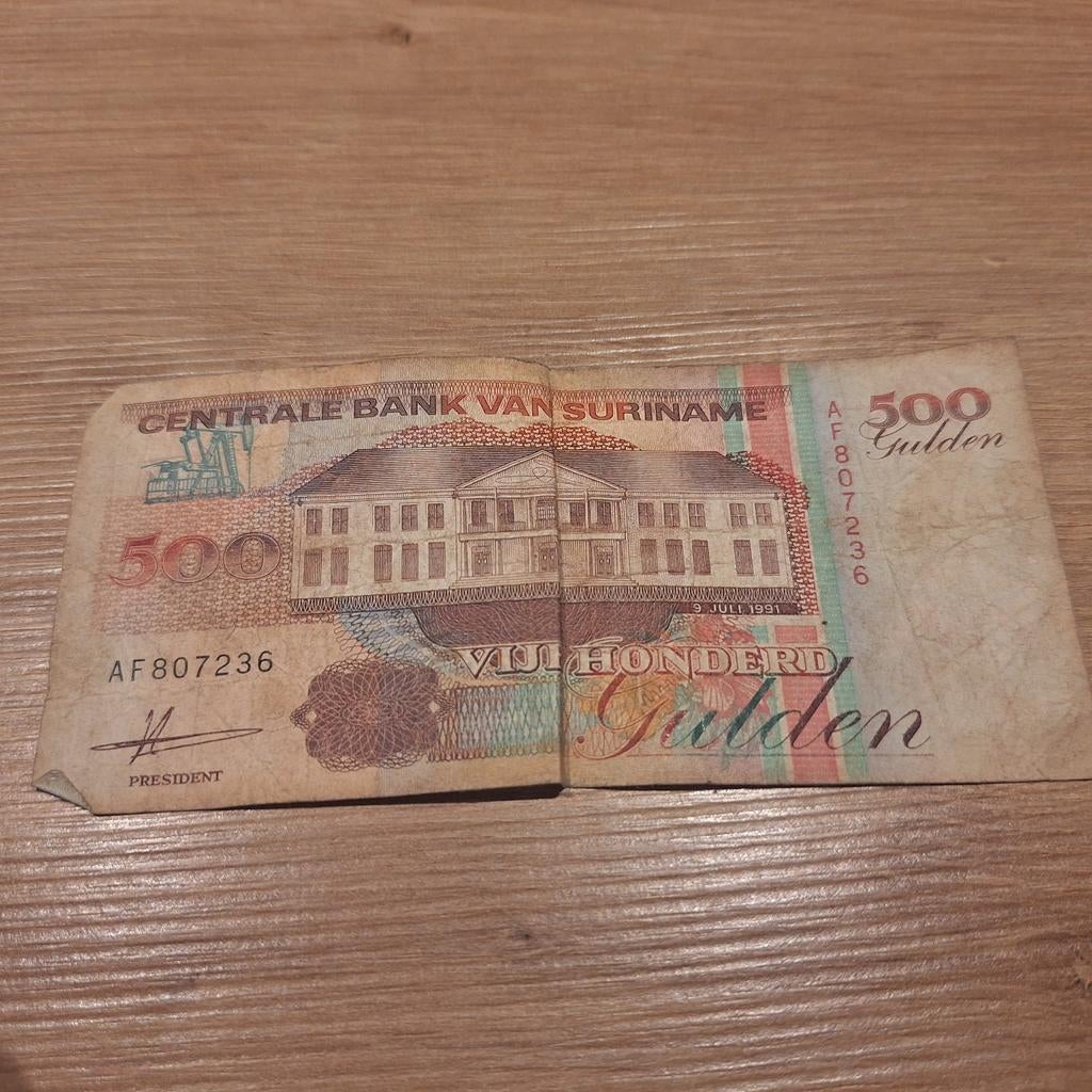 500 Gulden bankbiljet Suriname, Postzegels en Munten, Bankbiljetten | Amerika, Ophalen of Verzenden