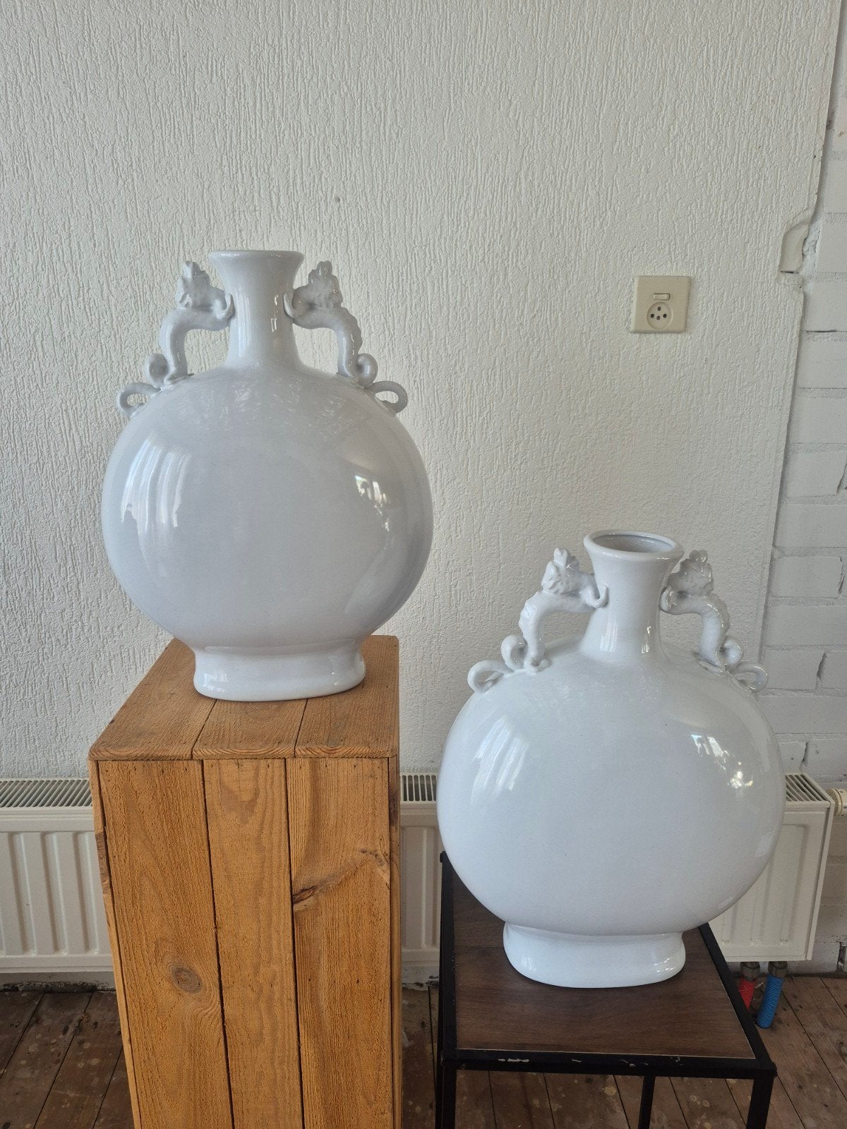 Set van 2 luxe Eichholtz Maanvazen / Chinees Wit, Antiek en Kunst, Ophalen of Verzenden