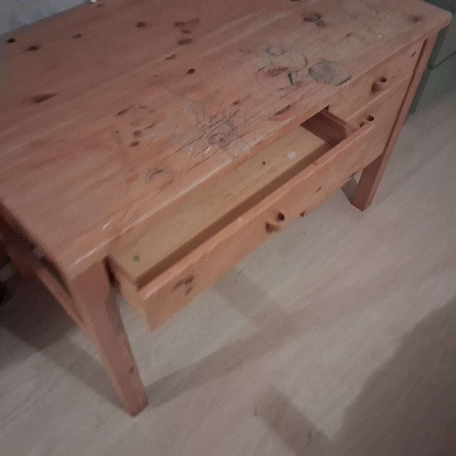 Houten bureau met lades, Ophalen, Gebruikt, Hout, Bruin