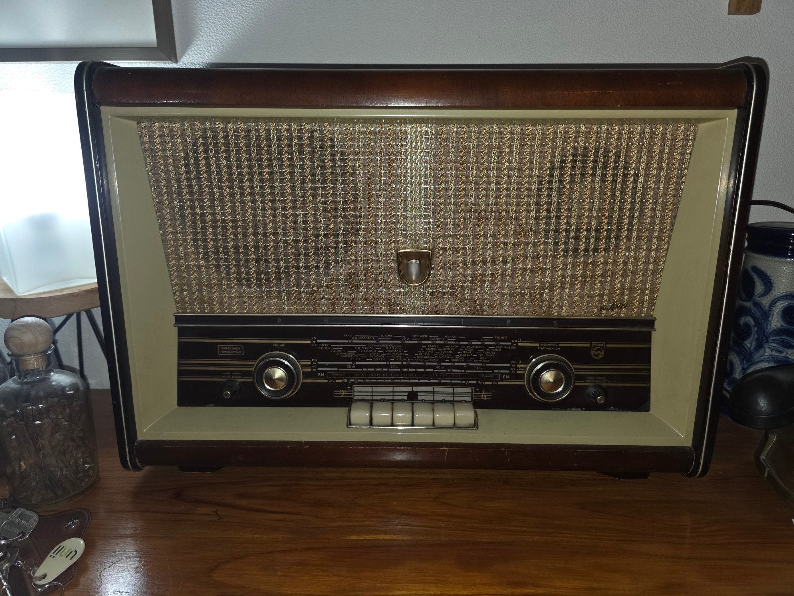Vintage Philips buizenradio - Decoratief object, Ophalen, Gebruikt, Radio