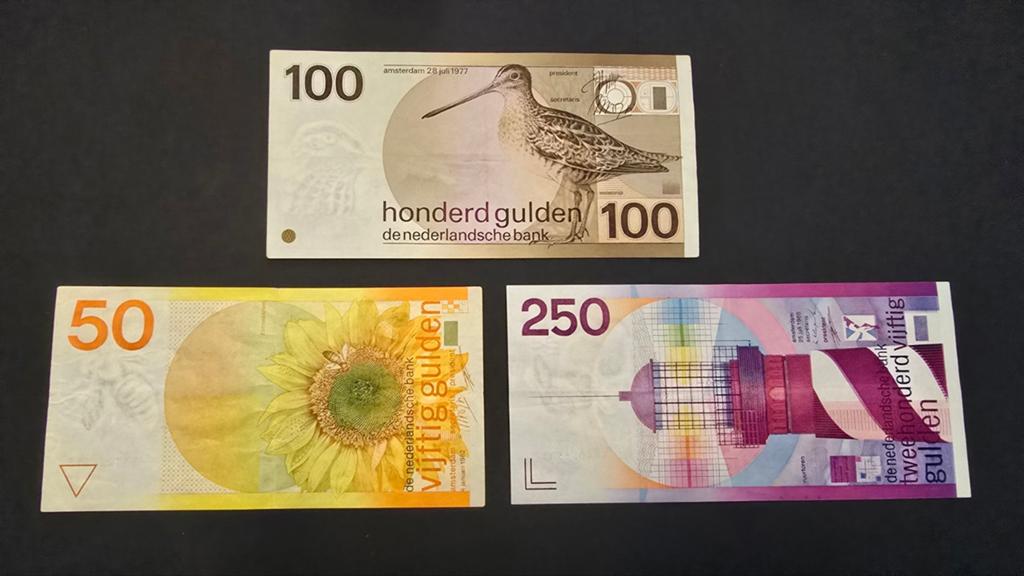 3 Nederlandse gulden bankbiljetten – 50, 100 en 250 gulden, Ophalen of Verzenden