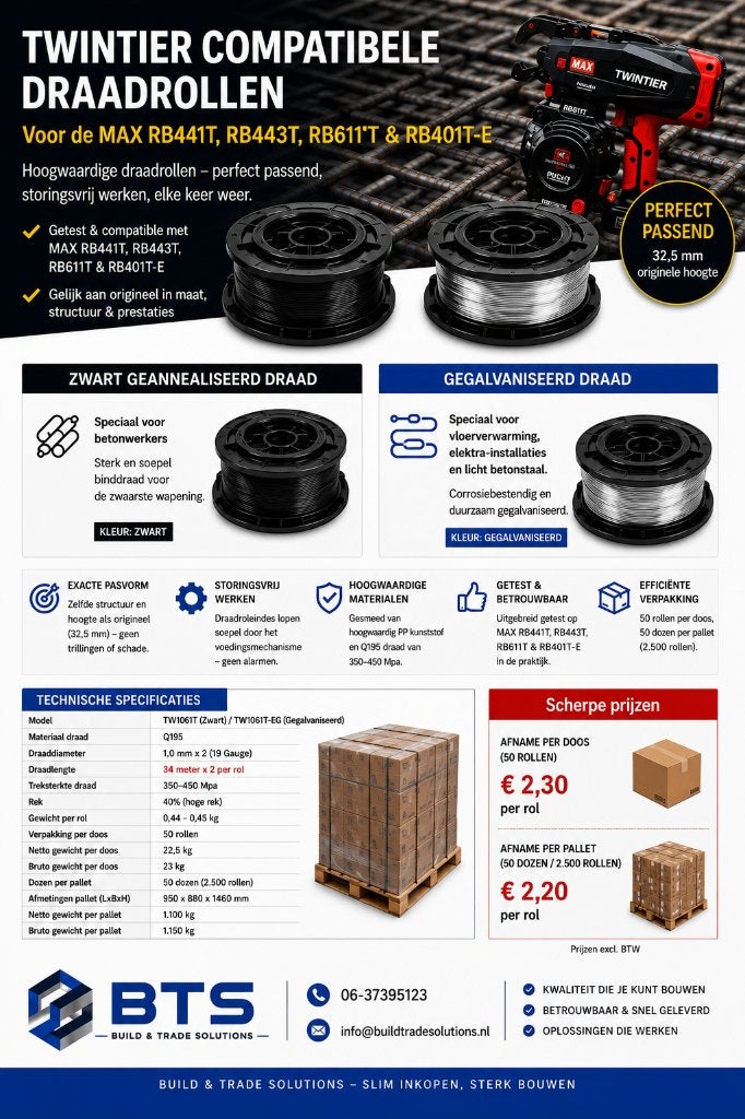MAX Twintier binddraad – zwart & gegalvaniseerd vanaf €2,20, Ophalen of Verzenden, Nieuw, Overige typen, Overige merken