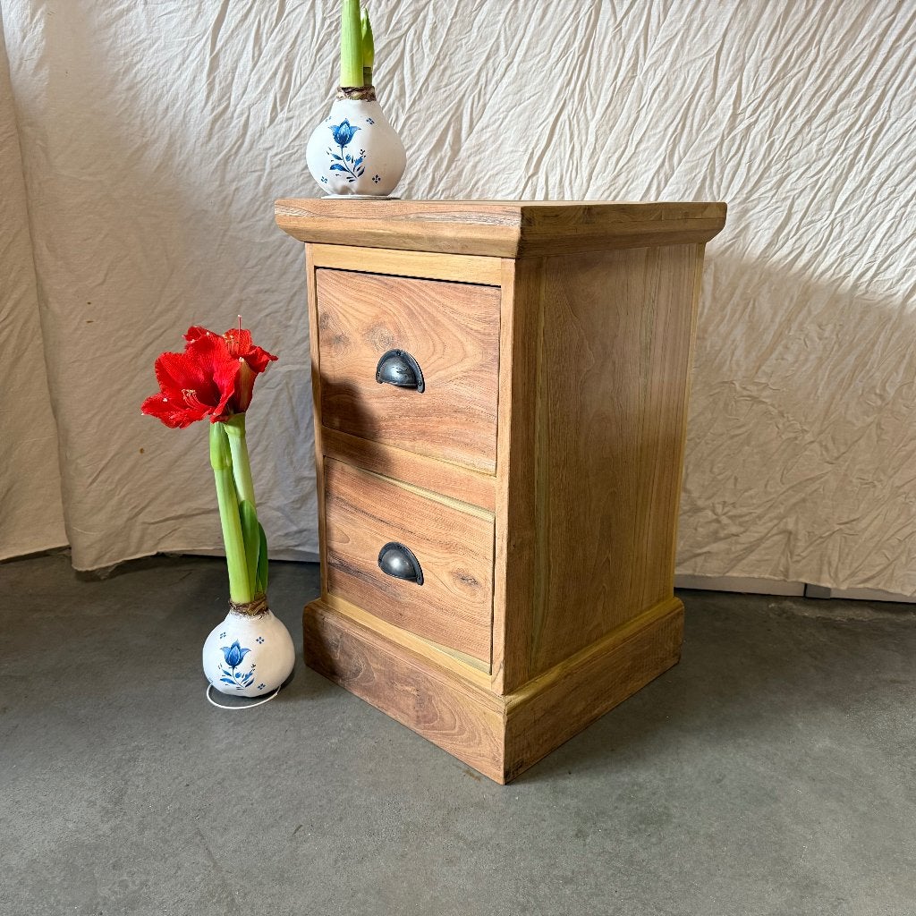 ladekastje teak met 2 lades - Gratis bezorgd, Huis en Inrichting, TTM Wonen, Meubels – (Perzische) Tapijten en Woonaccessoires