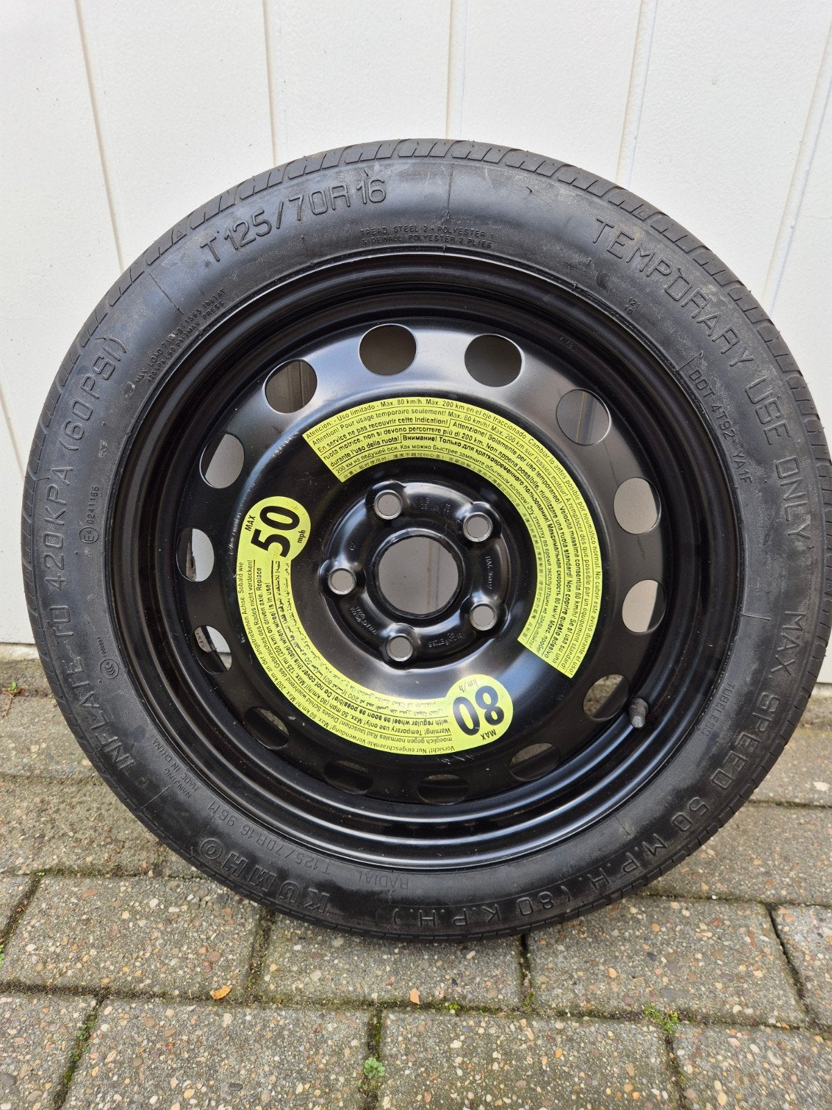Thuisbrenger/reservewiel T125/70/R16 steek 5x112., Ophalen